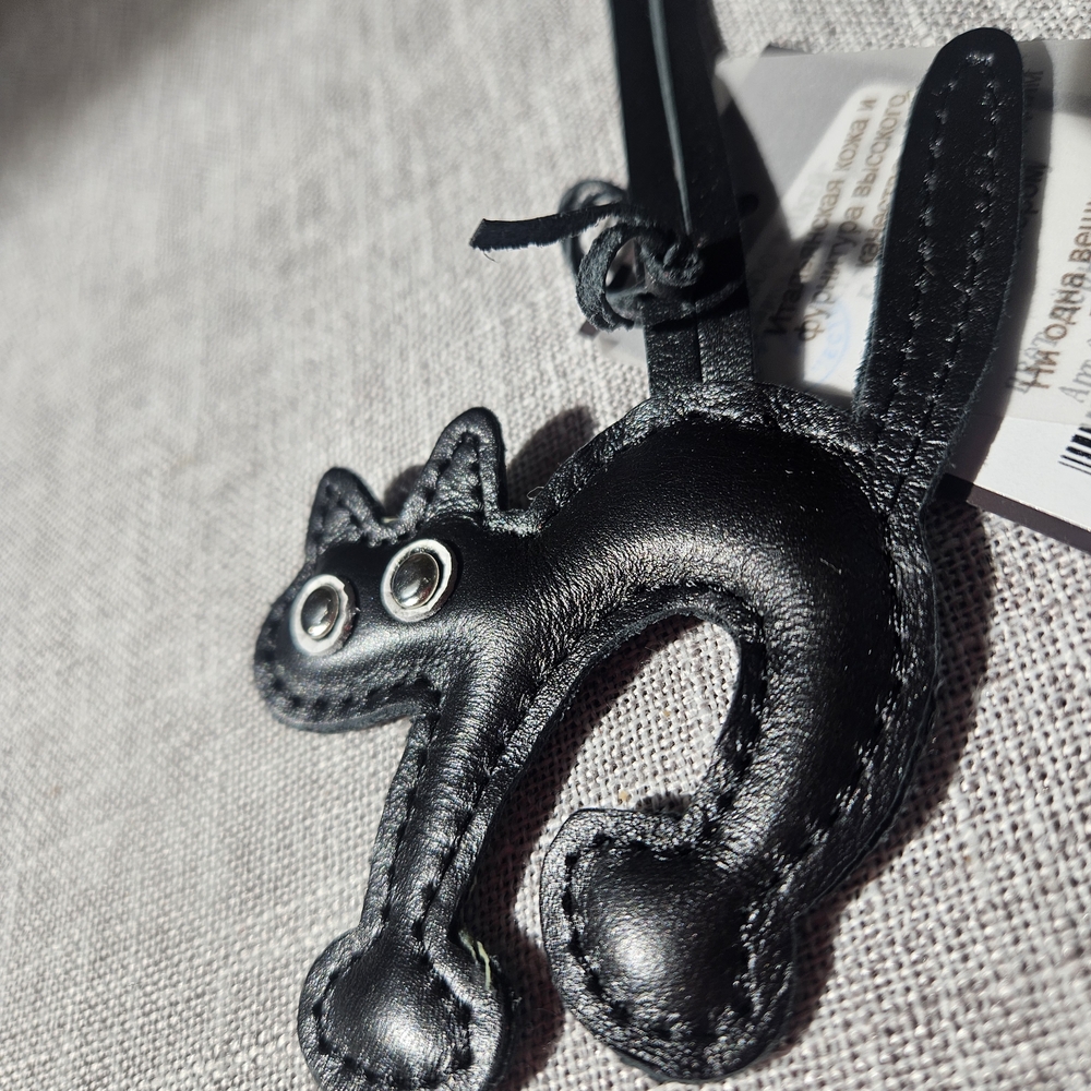 Black Cat Leather Keychain/bag Charm